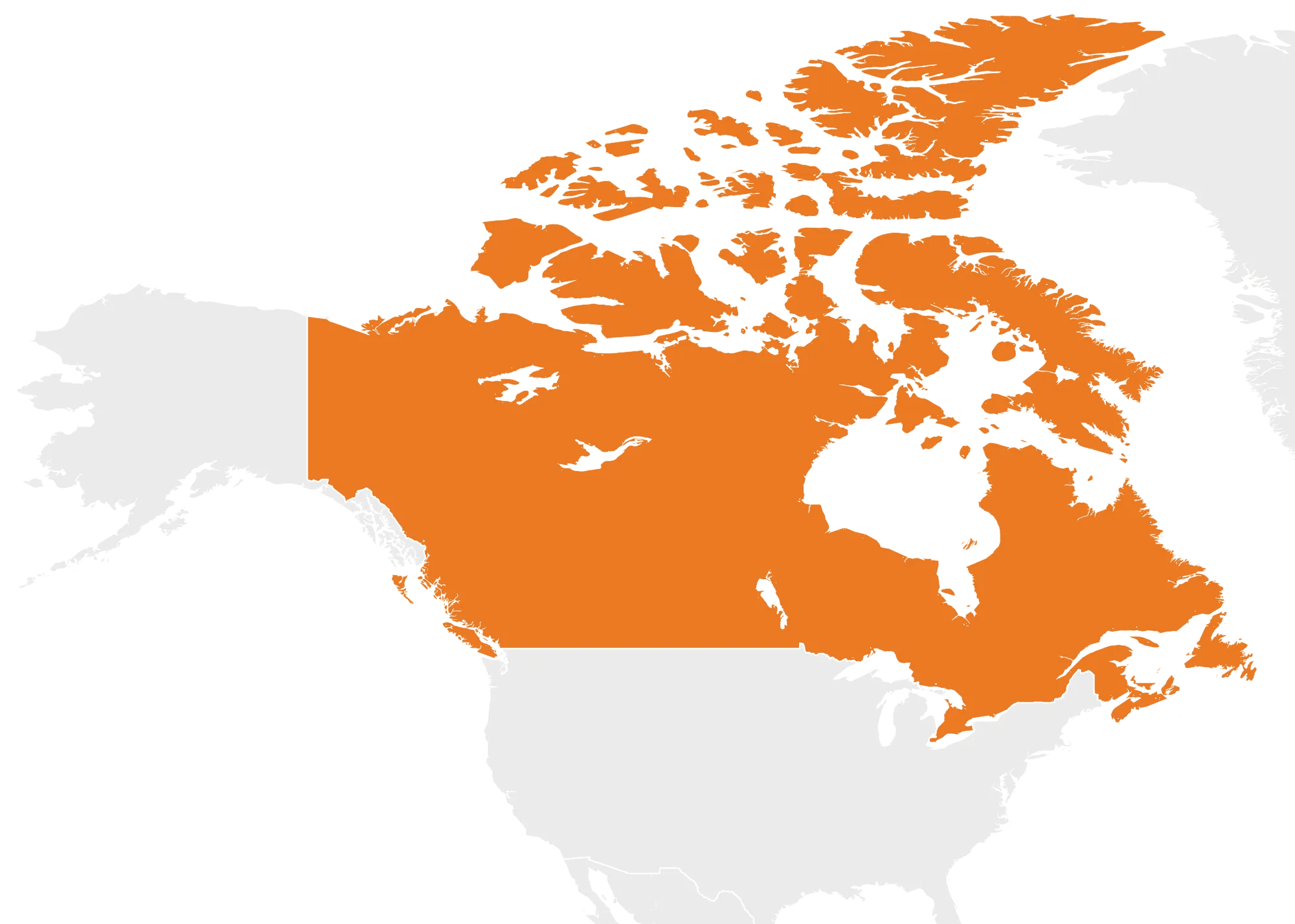 Global map showcasing the Canada market.