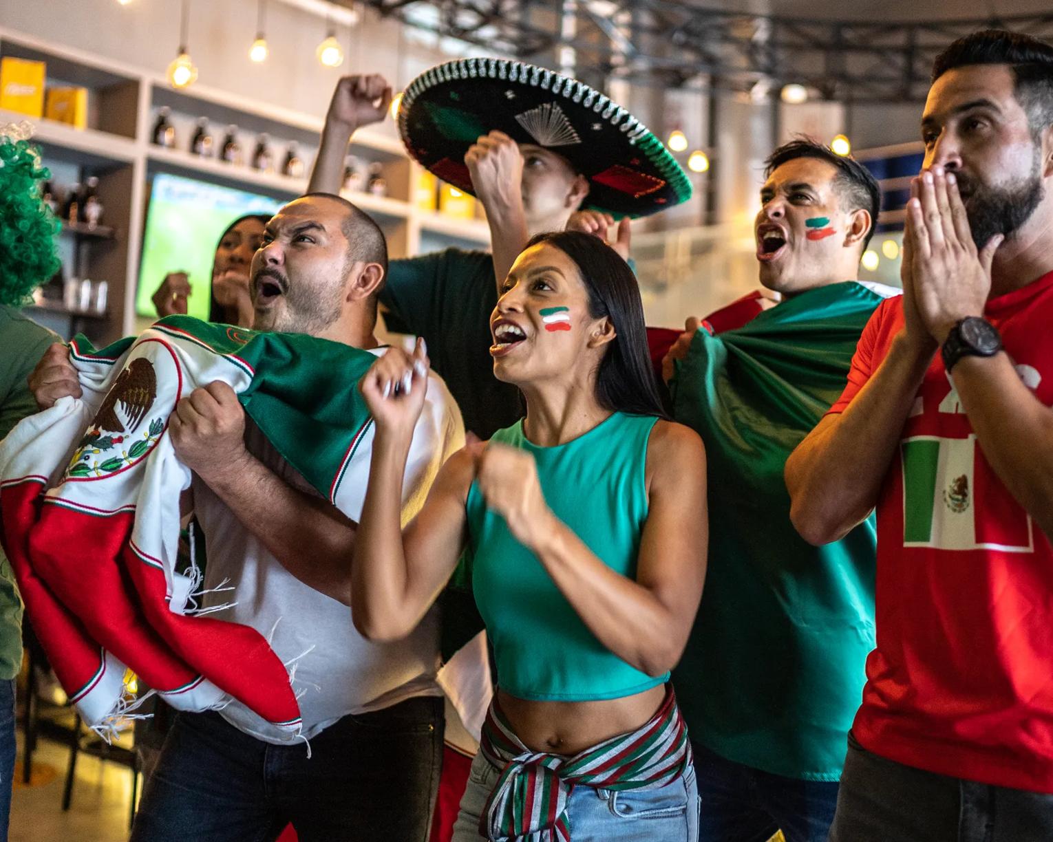 International soccer-football play and fans enjoying World Cup™ in various venues. 1408239597