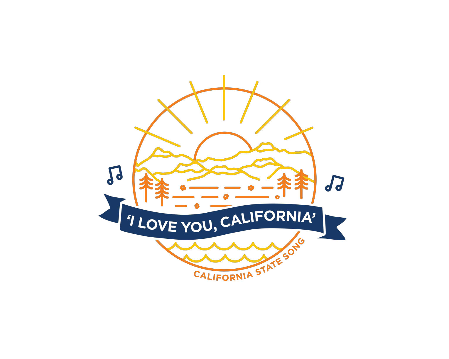 This custom icon set incorporates Visit California's primary brand colors to represent official state symbols, such as the flag, state animal and state motto.