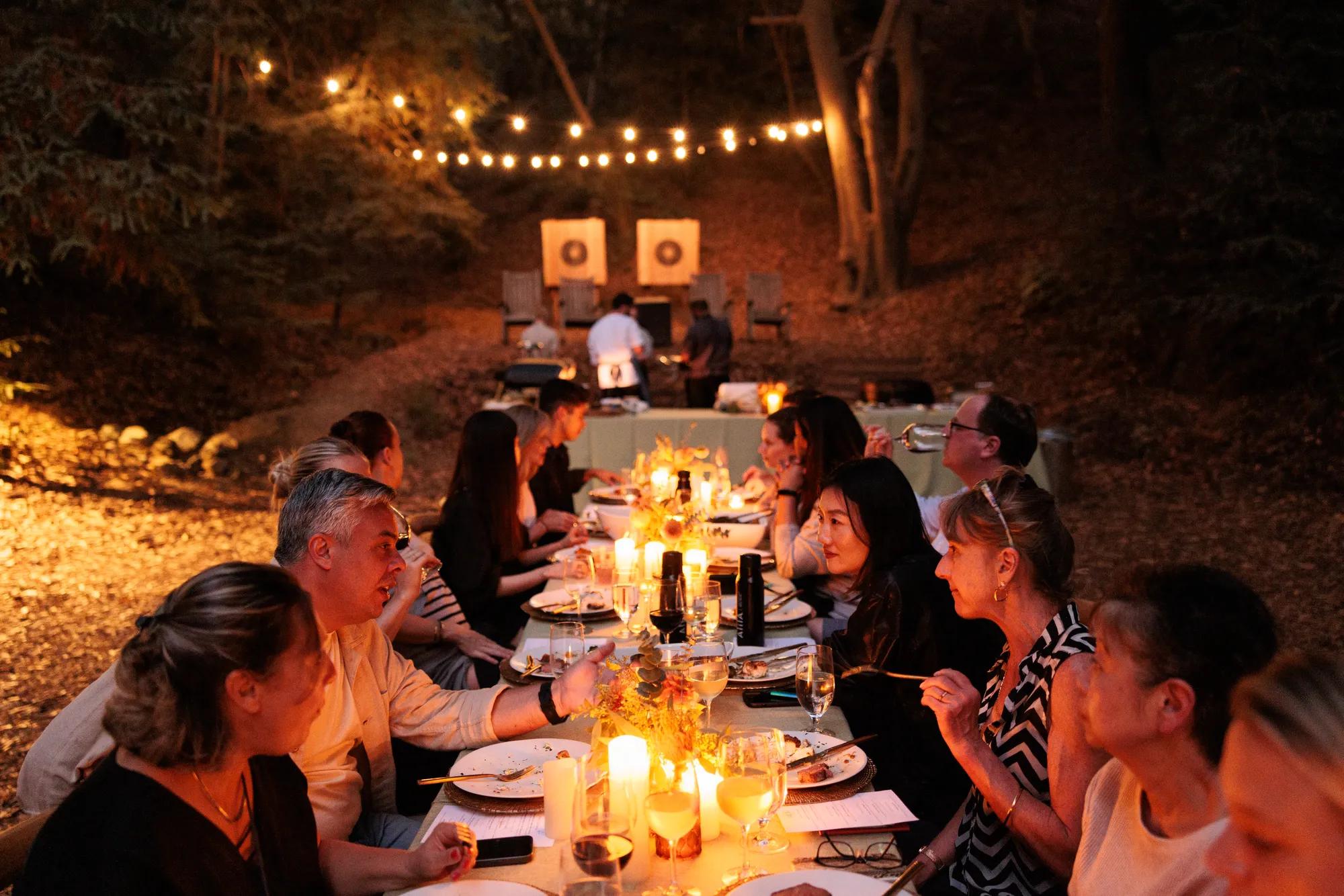 Dinner in the Redwood Cathedral at Alila Ventana in Big Sur California.