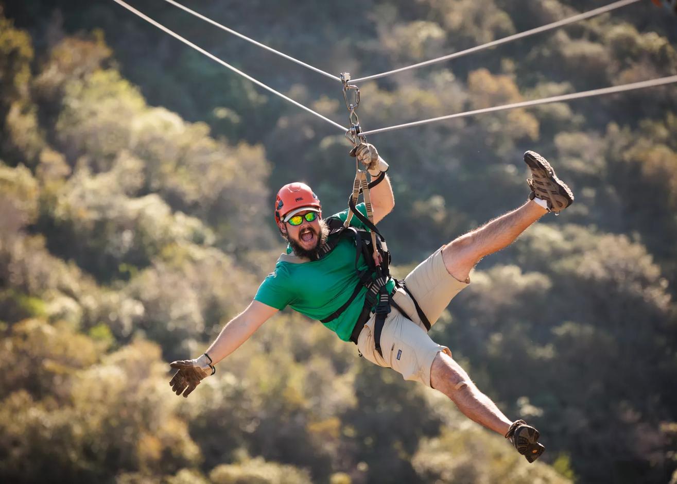 Ziplining in Catalina Island, California on January 18, 2022.