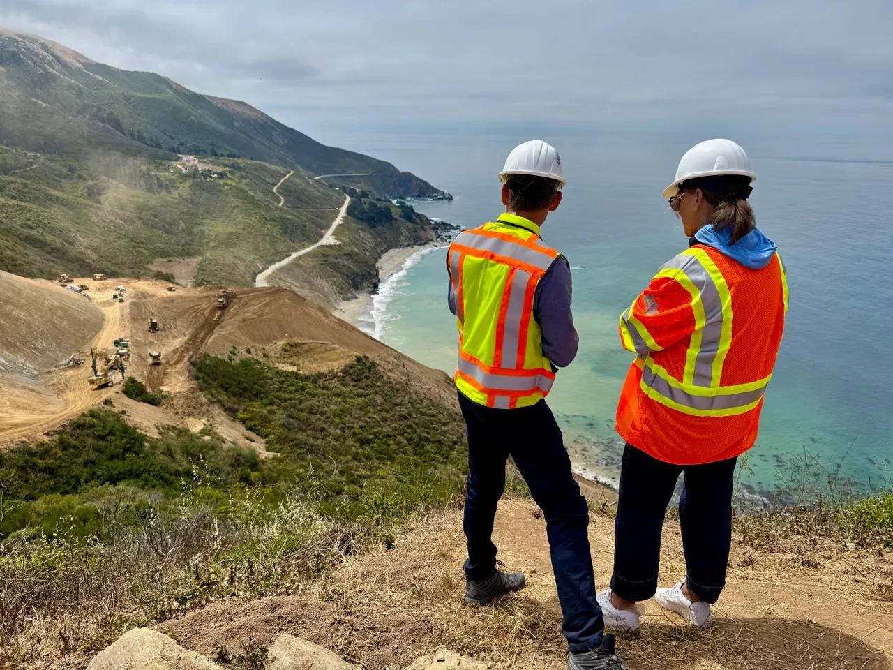 Caroline Beteta surveys Highway 1 damage